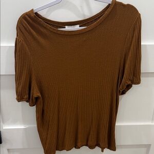 LOFT Cinnamon Short Sleeve Ribbed Top